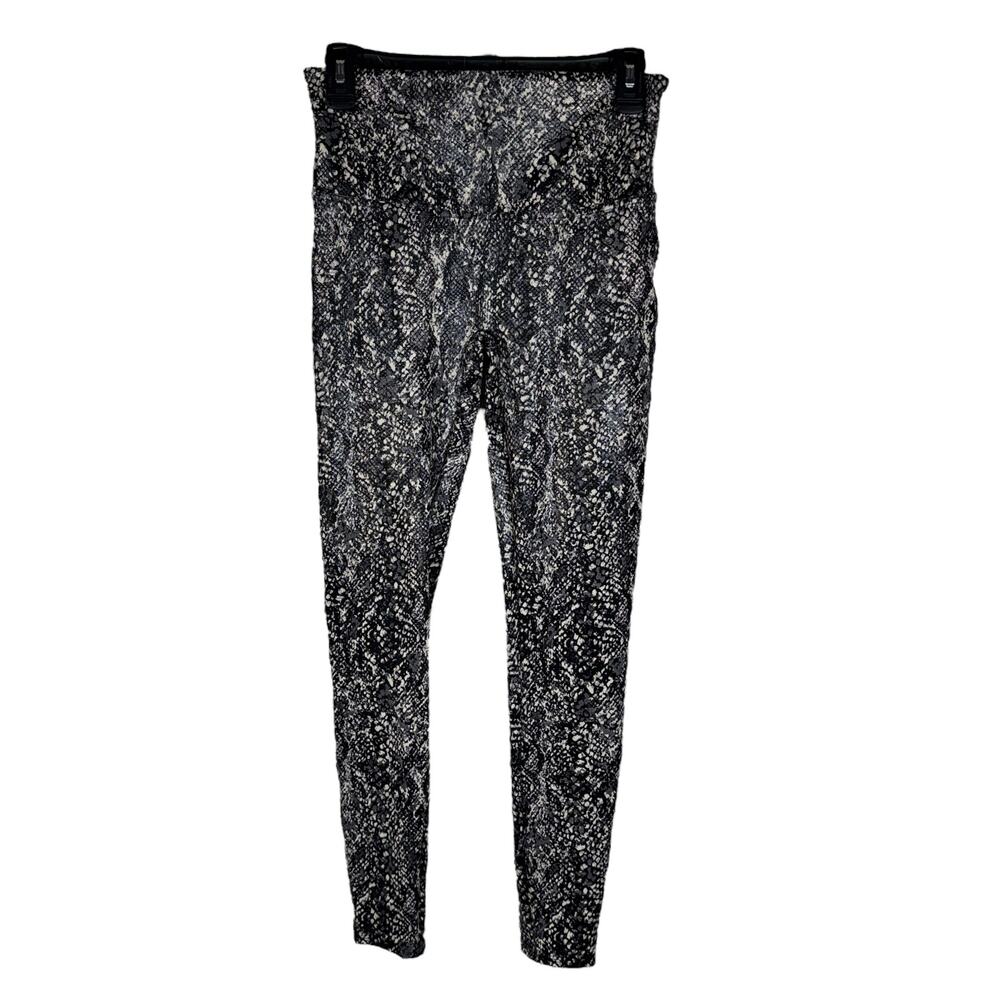 SPANX Large Faux Leather Snake Shine Leggings Hi-Rise Tummy Shaping Stretch